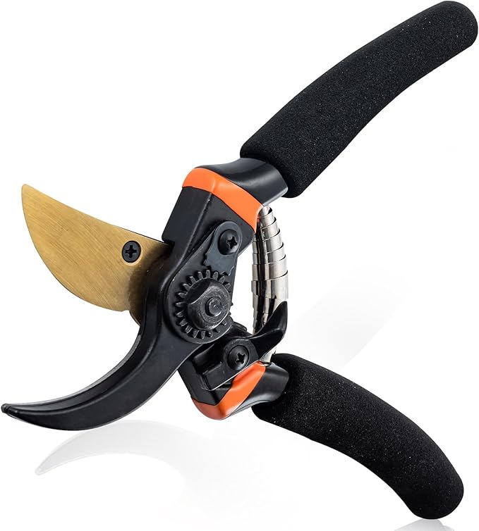 8.5" Pruning Shears,Bypass Pruning Shears for Gardening,Super Sharp Garden Clippers,Soft Grip Heavy Duty Hand Pruner,Garden Scissors Tool(Black，Made in Taiwan)