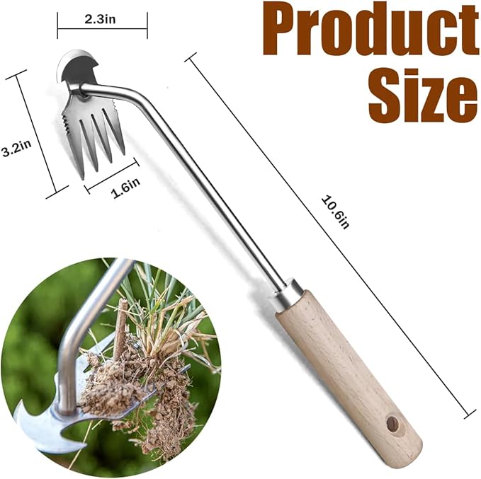 Weeder - Manual Weed Puller Tool, Uprooting Weeding Remover Tool, 4-Claw Steel Head Hand Garden Weeder Tool Easily Remove Weeds for Otted Plants, Gardens, Yards, Farms