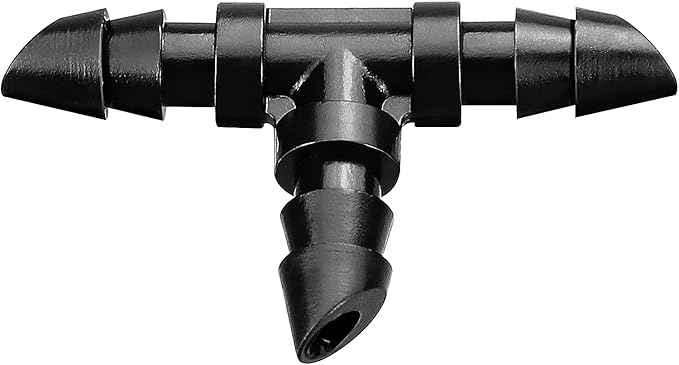 JAYEE 50 Pack Drip Irrigation 1/4” Barbed Tee Fittings, Barbed Connectors Fits Universal 1/4 Inch Drip Tubing, Irrigation Tee for Drip or Sprinkler System