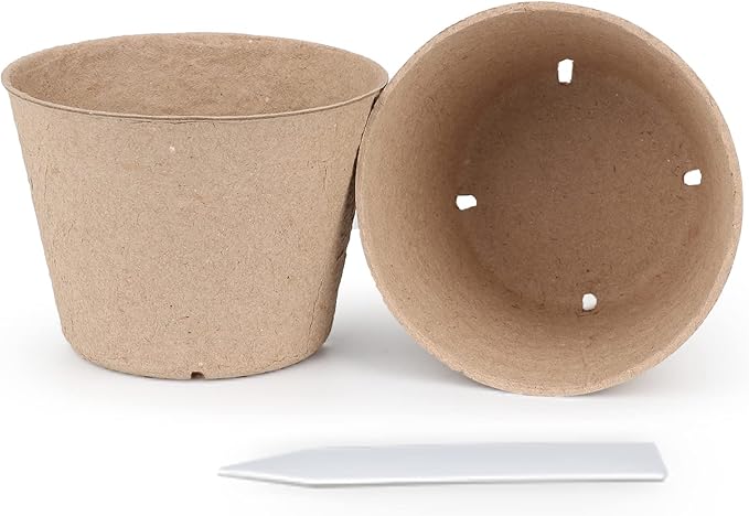 Homenote Peat Pots, 120 Pcs 4 Inch Seed Starting Pots with Drainage Holes Round Nursery Plants Pots with Bonus 20 Plant Labels