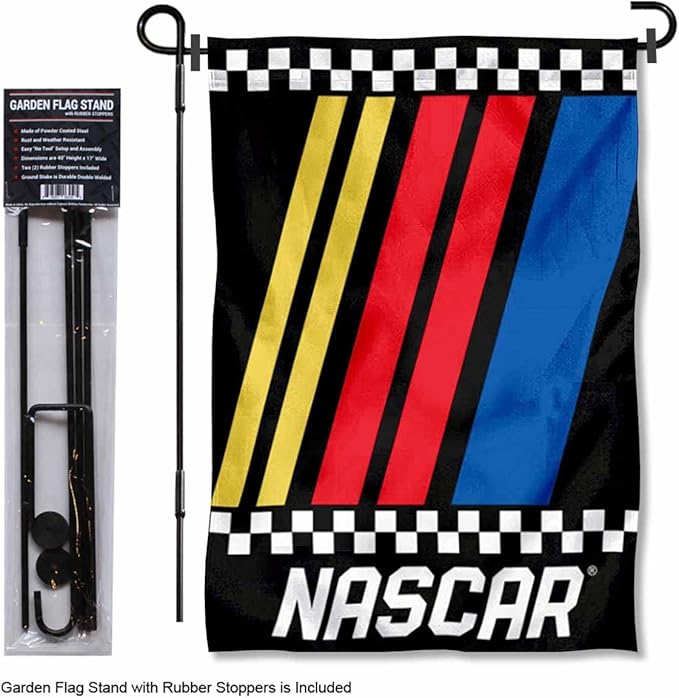 WinCraft NASCAR Garden Flag and Flagpole Mount