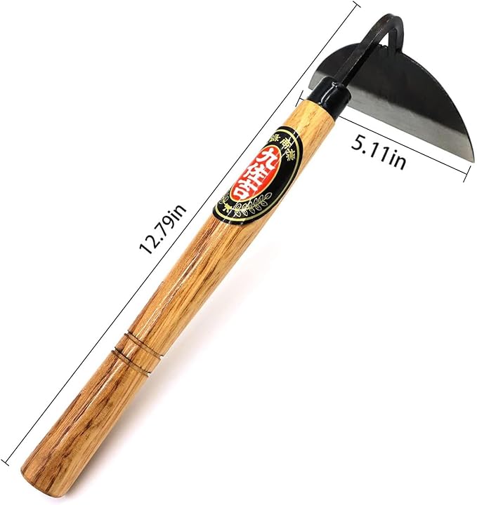 Kana Hoe 217 Japanese Garden Tool - Hand Hoe/Sickle is Perfect for Weeding and Cultivating. The Blade Edge is Very Sharp. (Beige-007)