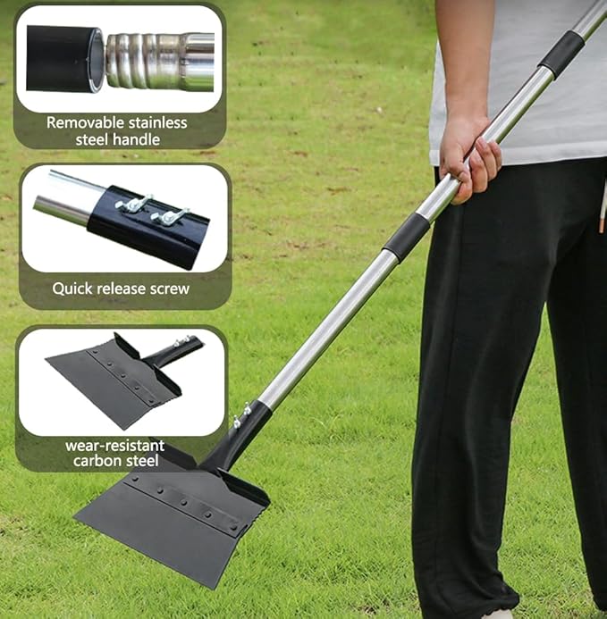 IRISFLY Long Handle Multifunctional Cleaning Shovel,Heavy Duty Garden Tool Steel Flat Shovel for Landscaping, Garden Scraper Shovel Farm Weeding Tool, Outdoor Garden Camping Weeding