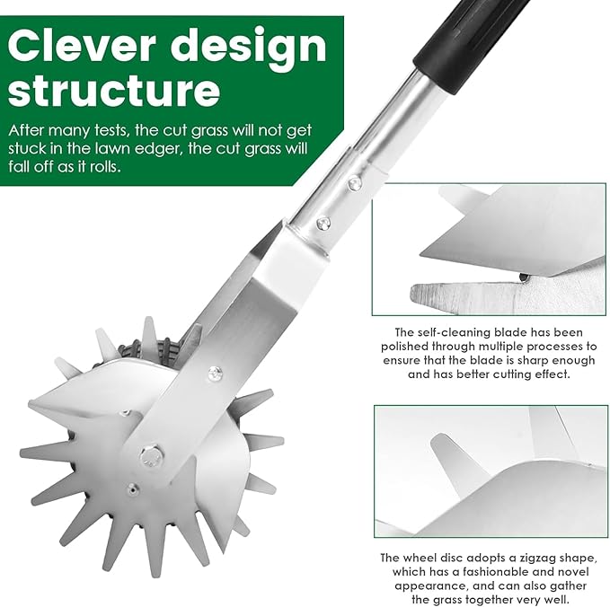 Wheel Rotary Manual Edger Lawn Tool, Hand Edger Lawn Tool Made of Stainless Steel, Adjustable Length, Ideal for Precise Grass Trimming Along Sidewalks, Garden, Driveways, and Flower Bed