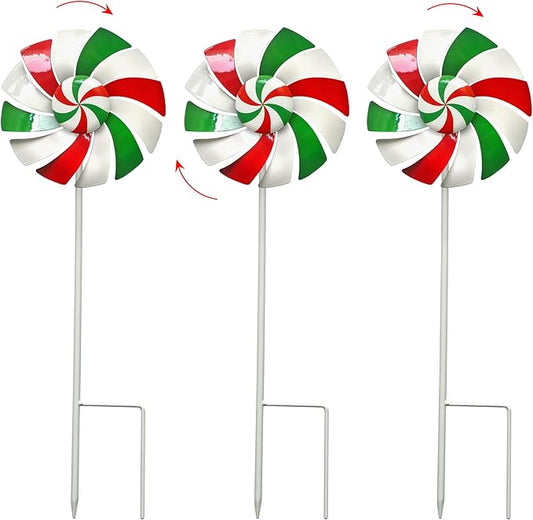 Windmill Decoration，Outdoor Metal Stakes, Wind Catcher Spinner Garden Stakes, Outdoor Wind Spinners, Yard Patio Decoration, Set of 3