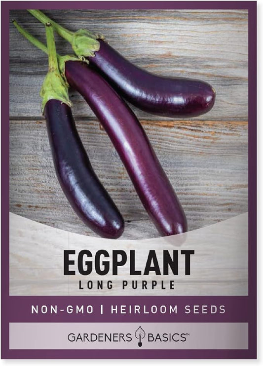 Gardeners Basics, Eggplant Seeds for Planting - (Long Purple) is A Great Heirloom, Non-GMO Vegetable Variety- 500 mg Seeds Great for Outdoor Spring, Winter and Fall Gardening