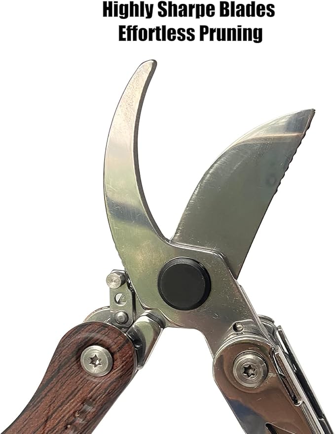 Pruning Shears, 7 in 1 Garden Pruners, Multitools Folding Gardening Shears, 8" Professional Garden Scissors, Garden Clippers, Garden Shears Pruning, Pruning Scissors