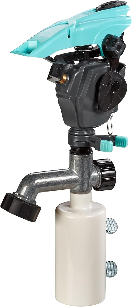 T-Post Lawn Pulsating Impact Sprinkler 300013 with a Gear Drive, Pole Base, Adjustable to 360 Degrees by New England Garden Tools