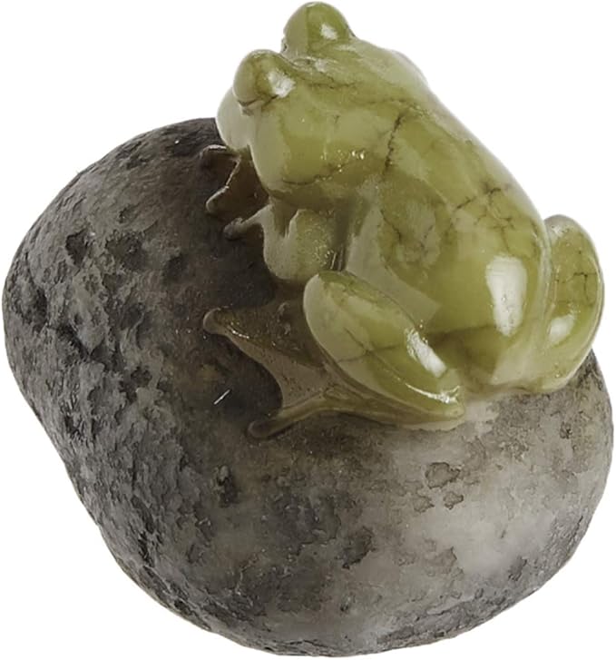 Top Collection Miniature Fairy Garden and Terrarium Statue, Sleeping Cute Frog on Stone