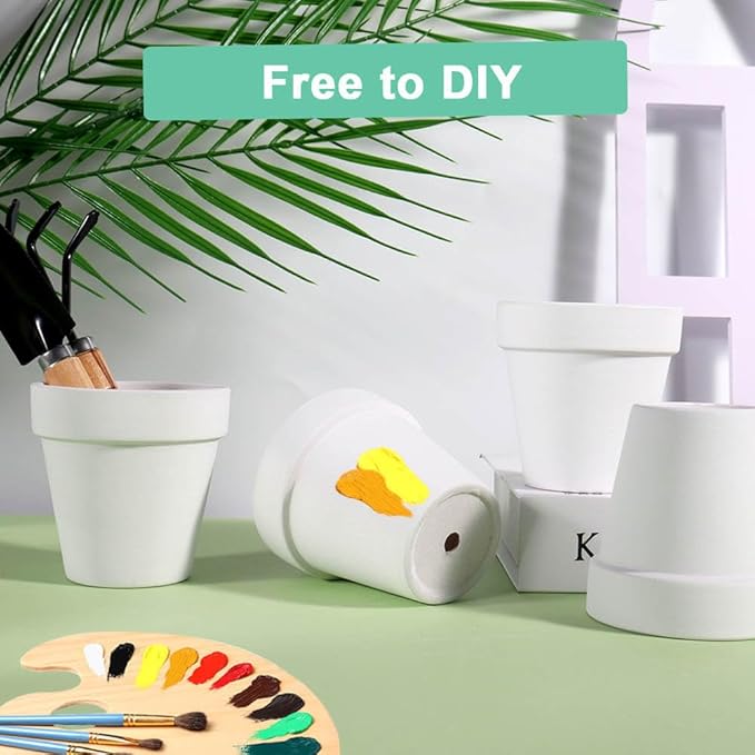 vensovo 3 Inch White Terra Cotta & Terracotta Pots with Drainage - 20 Pack Clay Flowerpots, Succulent Nursery Planter Great for Plants, Crafts, Wedding Favor