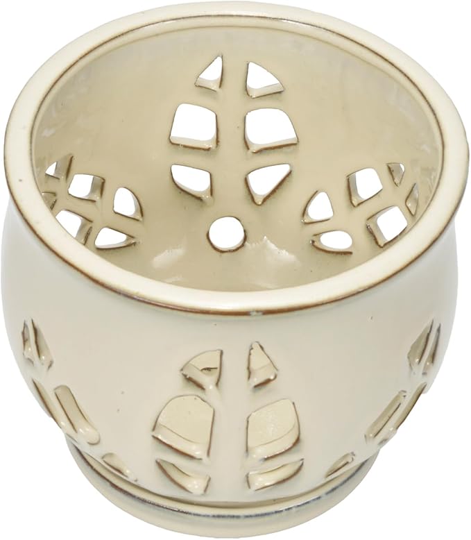 W&W Orchid Pot with Holes and Saucer for Repotting and Better Grow, Cream White, 6.5 Inches