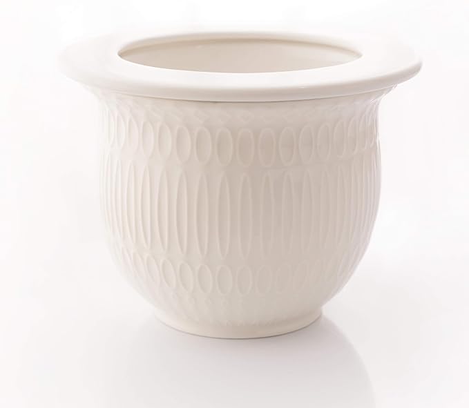 African Violet Pots Self Watering - 7in White Ceramic & Dolomite Clay - Easy & Effortless Planter Pot For Indoor Plants, Herbs, Flowers, Orchids, Succulent - Ideal Gardening Gifts, Plant Not Included