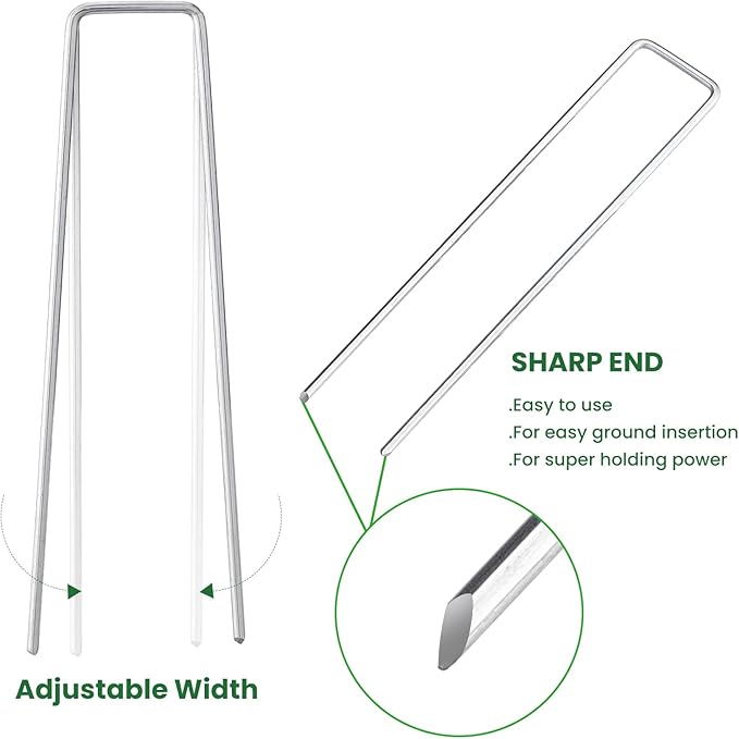 6 Inches Galvanized Garden Staples, Metal Tent Stakes, Heavy Duty U-Shaped Pins and Landscaping Staples for Sod Anchoring Landscape Fabric Irrigation Tubing,Halloween Decorations (50, Silver)