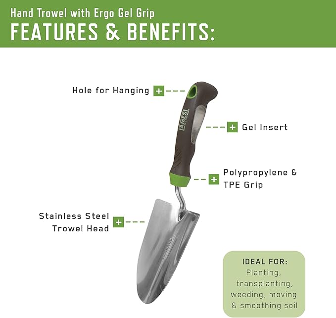 AMES 24453009 2-pc. Ergo Gel Grip Garden Tool Set with Hand Trowel & Cultivator