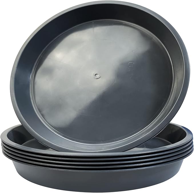 6 Pack Plant Saucer 12 14 16 18 20 22 Inch Plastic Plant Tray, Sturdy and Durable Flower Pot Container Accessories Plant Pot Saucers for Indoor and Outdoor (16 Inch, Gray)