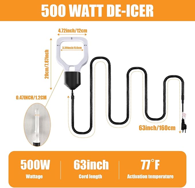 Kardeep 500W Bird Bath Heater, Cast Aluminum Submergible Stock Tank Heater De-icer Thermostatic Control Chicken Water Heater, Bird Bath Deicer for Winter Livestock