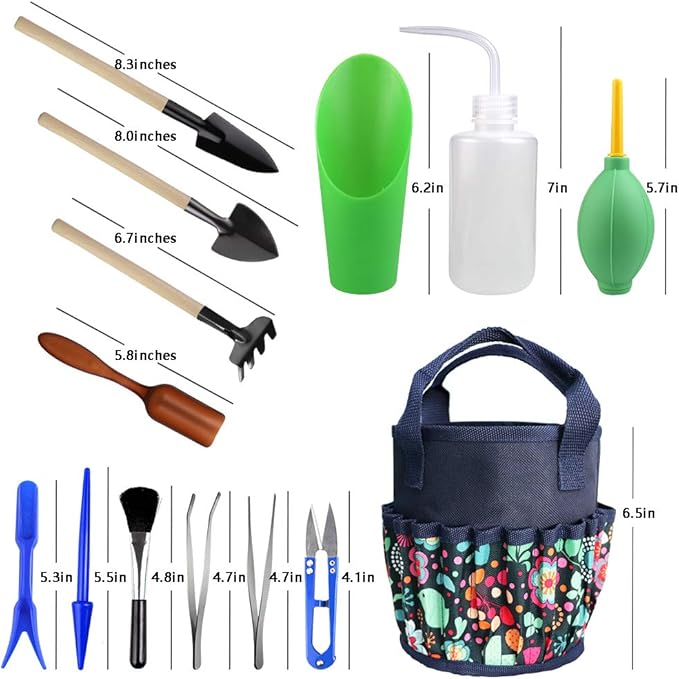 Succulent Tools Kit with Organizer Bag and Planting Operation Mat,Gardening Tool Set with Tote,Mini Succulent Garden Tool Kit Succulent Bonsai Planter Set Indoor Gardening,Miniature Indoor Planting