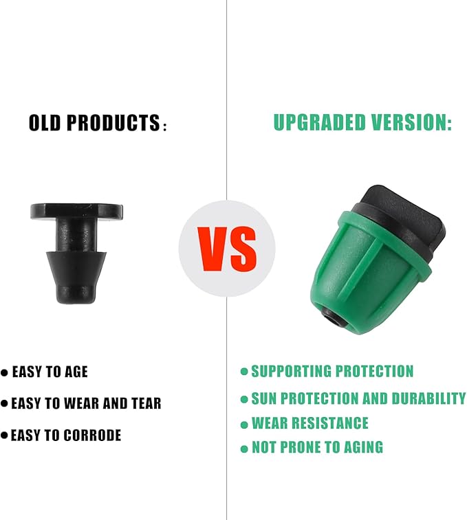 1/4 inch Drip Irrigation Fittings, Lock Barbed End Plugs for ¼ in. tubing; Tubing Outside Diameter (OD) is 0.250 in., Internal Diameter (ID) is 0.170. in.(25Pcs/Pack) (Green-End Cap)