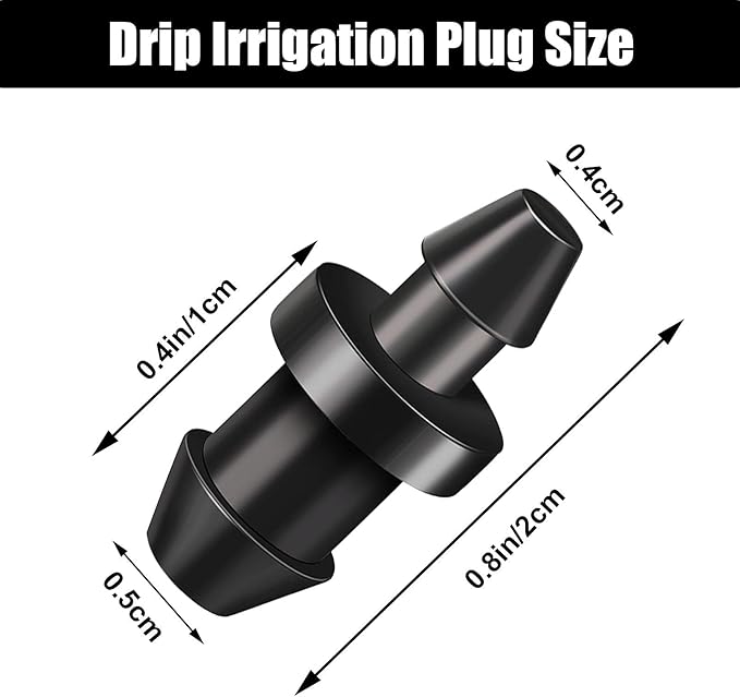 Honoson Drip Irrigation Plugs 1/4 Inch Tube Closure Goof Hole Plugs Irrigation Stopper for Home Garden Lawn Supplies, Black(450 Pieces)