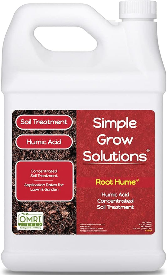 Simple Lawn Solutions Root Hume- Simple Grow Solutions - Concentrated Humic Acid - Liquid Carbon - Simple Grow Solutions- Natural Lawn & Garden Treatment - Plant Food Enhancer- Turf Grass Soil Conditioner (1 Gallon)