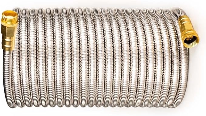 Stainless Steel Garden Hose: Durable Quality Metal with High-pressure Water Output for Gardeners（50FT）