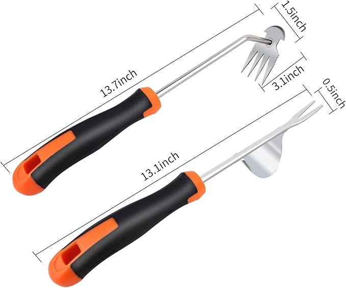 2025 Hand Weeder Tool, Rubber Handle Manual Weeder Puller Tool, Uprooting Weeding Tools, Crack Weeder Crevice, 4 Teeth Weeding Tool, Weeding Artifact Tool for Gardening (2 Pcs)