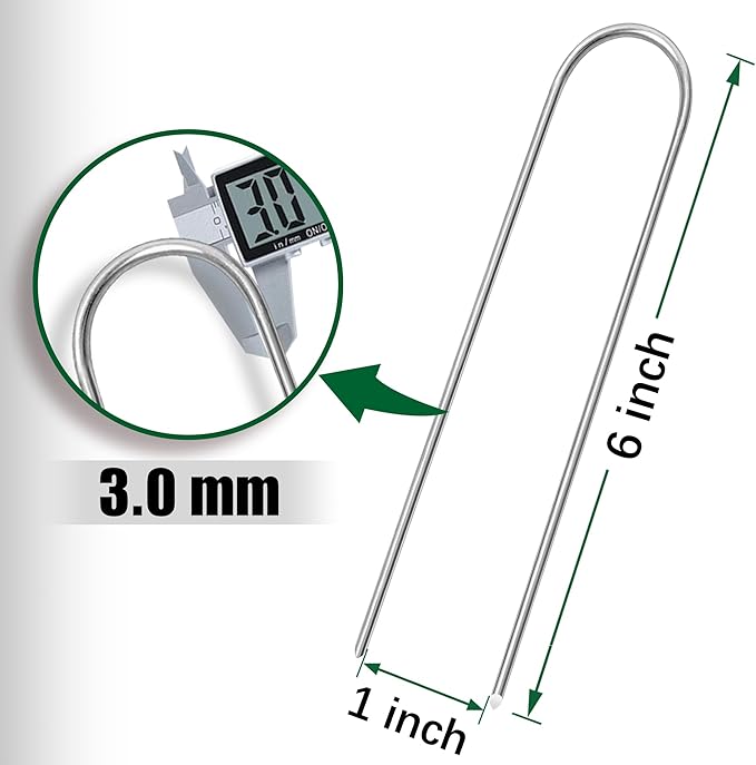 U Shaped Garden Stakes 6 Inch 160 Pack Drip Irrigation Stakes Galvanized Landscape Garden Staples Hose Stakes for Soaker Hose Drip Line Irrigation Tubing Tube, Lawn Ground and Weed Barriers