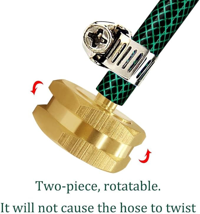 Joywayus 2Pcs 1/4" Barb x 3/4" Female GHT Thread Swivel Hex Brass Garden Water Hose Pipe Connector Copper Fitting with Stainless Clamp House/Boat/Lawn/Power Wash/Irrigation