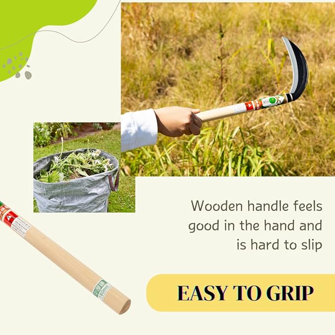 Japanese Weeding Sickle (Middle Thick Blade), High Grade Steel Blade (Blue Steel No.2) Hand Tool for Gardening, Weeding and Farming, Light Weight, Blade Length 7.09inch