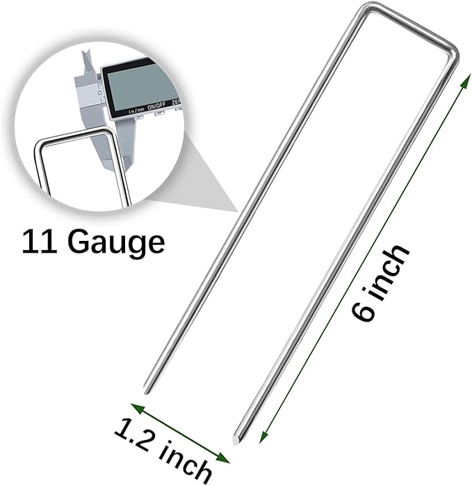 Landscape Staples 6 Inch Garden Stakes Galvanized Garden Staples Pins Anti-Rust Ground Stakes for Weed Barrier, Irrigation Tubing Hose, Yard Lawn SOD, Landscape Fabric, Decoration (150 Pack)