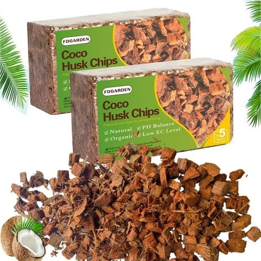 Coco Husk Chips Coconut Substrate for Garden Potting Soil Coconut Brick for Indoor Outdoor Flowers Plants Compressed Low EC Coco Husk Mulch for Garden Coconut Substrate for Reptiles
