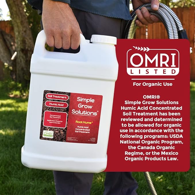 Organic Humic Acid Blend for Lawn and Garden - Root Hume - Concentrated Liquid Soil Conditioner for All Grass Types -Simple Lawn Solutions- OMRI Organic - Use with Fertilizer Program (2.5 Gallon)