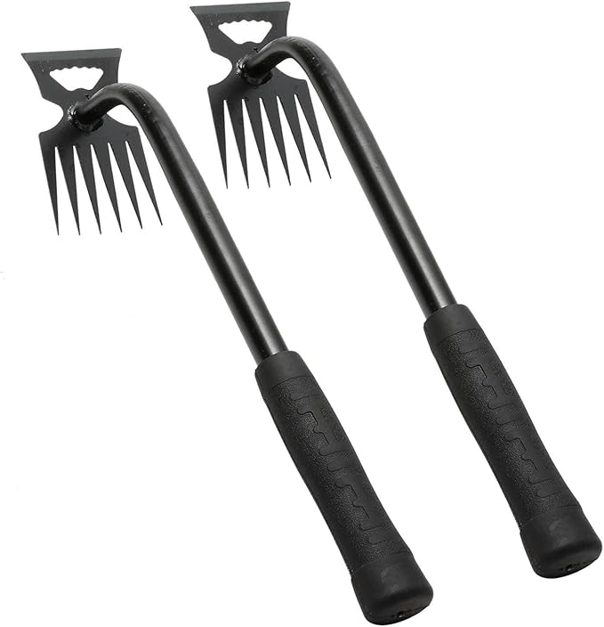 Gardening Hand Weeder Tools, Weeding Artifact Uprooting Weeding Tool, Durable Manganese Steel Hand Weeder Tool, Manual Multifunctional Weeders Gardening Tools for Yard and Garden (6 Teethes), 2 Pack