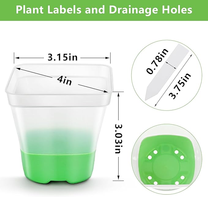 Clear Nursery Pots for Plants,10 Packs Seed Starting Pots 3.1 inch Plastic Plant Pot Seedling Pots with Drainage Holes Plant Nursery Pots with Silicone Base Seed Starting Pot (No Lids 10)