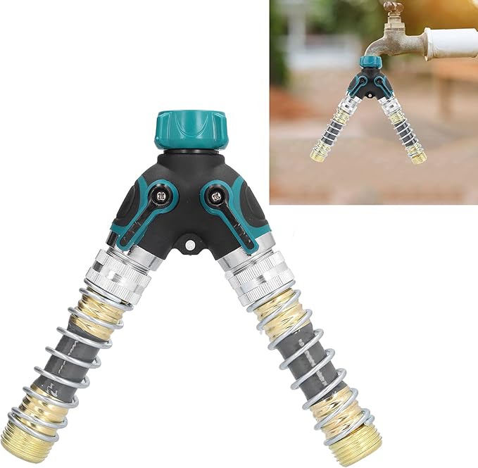 Hose Adapter, Heavy Duty 2 Way Hose Splitter Y Shape with Extended Nozzles and Gaskets for Garden Lawn for Irrigation