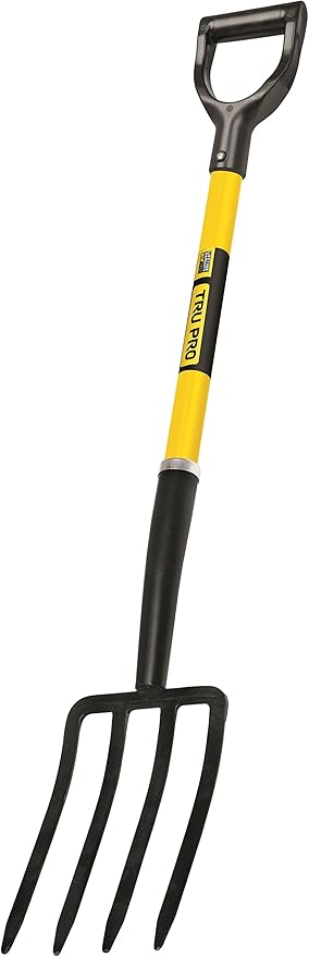 Truper 30299 Tru Pro Spading Fork, 4-Tine, Fiberglass D-Handle, 30-Inch