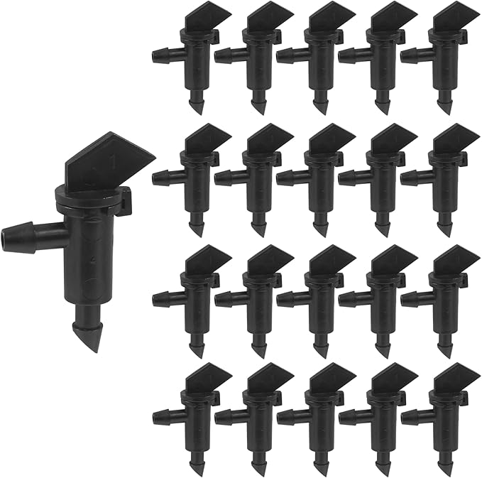 60 Pack 1GPH Drip Emitter Drip Emitters 4L/H Flag Irrigation Dripper for 4mm/7mm Hose for Garden Lawn, Black