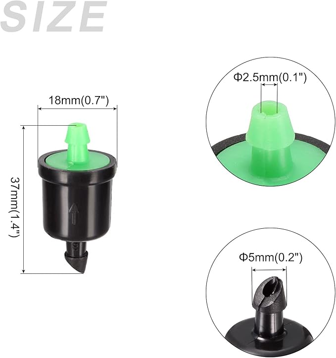 METALLIXITY Pressure Compensating Dripper, (8 Gallon Per Hour) 20Pcs, Plastic Irrigation Drip Emitters - for Watering Garden Lawn Plants, Green