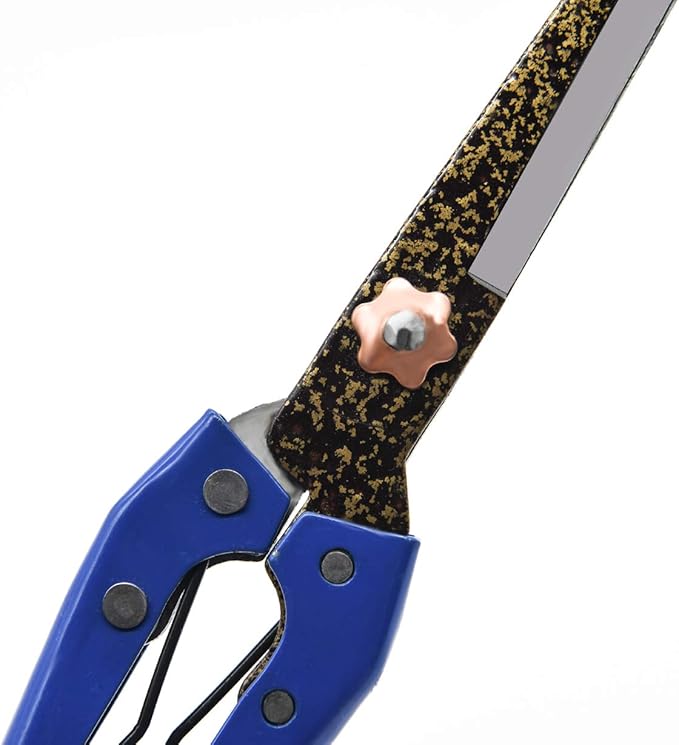 Grass Shear Sheep Shear Alpaca Shear - Coated Wear-Resistant Handle, Manganese Steel Double Blade, Strong Spring Suitable For Cattle And Sheep and Horse Hair Hand-Cut(Blue 10.2 inches)