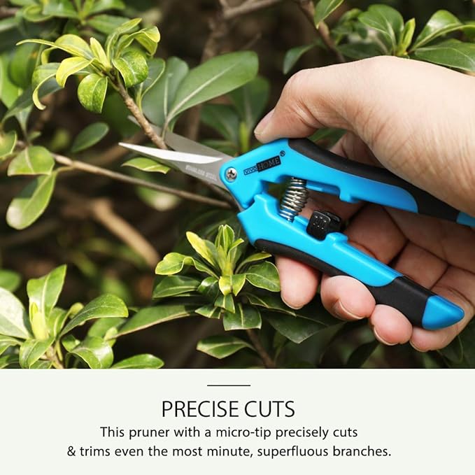 VIVOHOME Gardening Hand Pruner with Straight Stainless Steel Blades Non-stick Pruning Shear Bonsai Cutter Blue for Potting (Pack of 10)