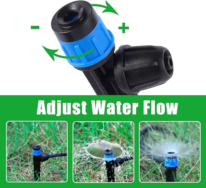 100-Pack Sprayer - Quick Connect Dripper Irrigation Emitters Adjustable 360 Degree on 5" Stake for 1/4" Drip Irrigation Tubing Irrigation Drip Ideal for (4-7mm) Garden Home Watering System