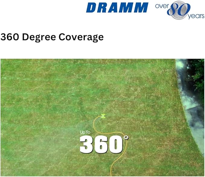 Dramm ColorStorm Gear Drive Sprinkler on Heavy Duty,Durable Metal Base, 4 Patterns, Ideal for Small, Medium & Large Areas with Pass Through Feature, Orange, 40 Foot Diameter