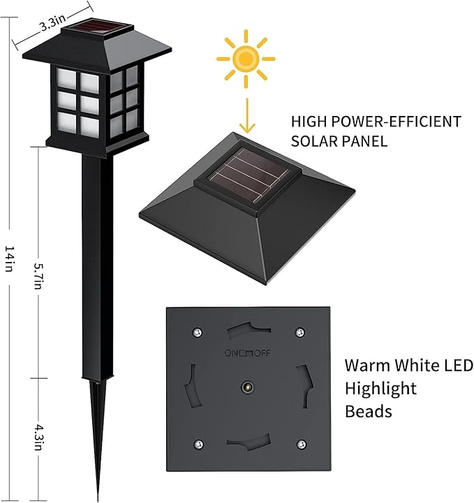Solar Garden Outdoor Lights 12 Pack,Outdoor Landscape Lights Solar Waterproof Garden LED Lights for Pathway Patio Driveway Walkway Porch, Auto On/Off (White Light)