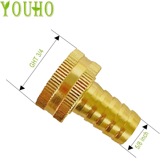 Garden Hose Adapter 5/8" Drip Irrigation Tubing to Faucet/ - Reusable Connector Fittings for Most Rain Bird, Orbit, Dig, Toro 5/8 Hose Barb x 3/4" (F) GHT Garden Extension Repair Fitting 2PCS