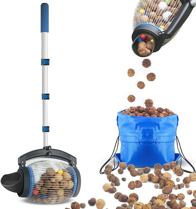 Zozen Nut Gatherer, Walnut Picker Upper Roller, Pecan Picker Upper - Directly Dump Outlet | Apply to Walnut, Pecan, Hickory, Chestnuts, Buckeyes, Nerf Balls, Golf Objects Size 3/4'' to 1.5''; 1 Gallon