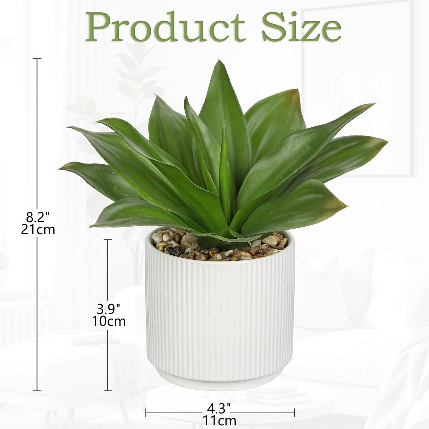 Hollyone Artificial Agave Plants Fake Succulent Agave Plant Potted in White Pot Succulents Aloe Plant for Desk Modern Office Living Room Table Shelf Home Indoor Outdoor Decor