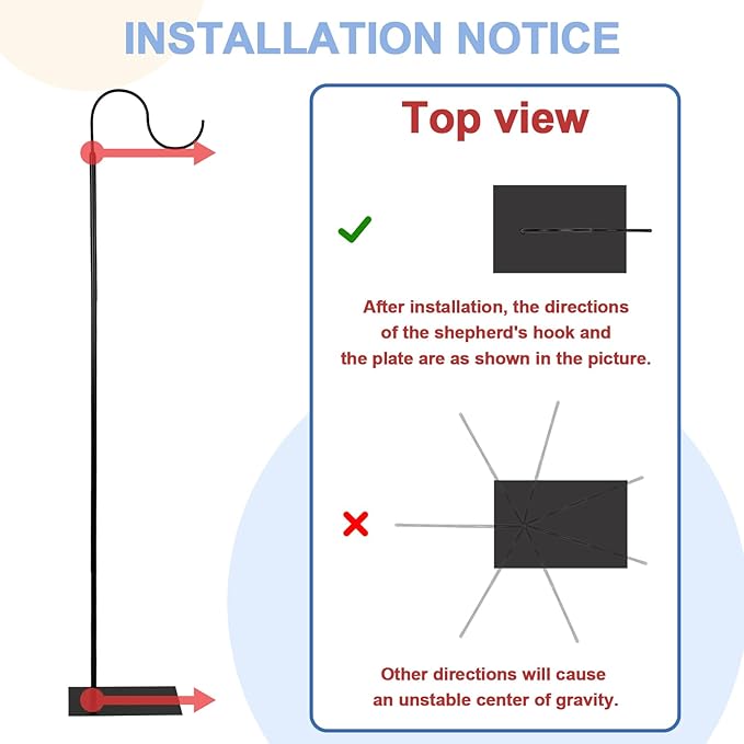 Liitrton 62.6 Inch Shepherds Hooks for Outdoor, Adjustbale Hummingbird Feeder Stand Bird Feeder Pole Wind Chime Stand with Flat Base, 4 Prongs Base and Water Weight Bag
