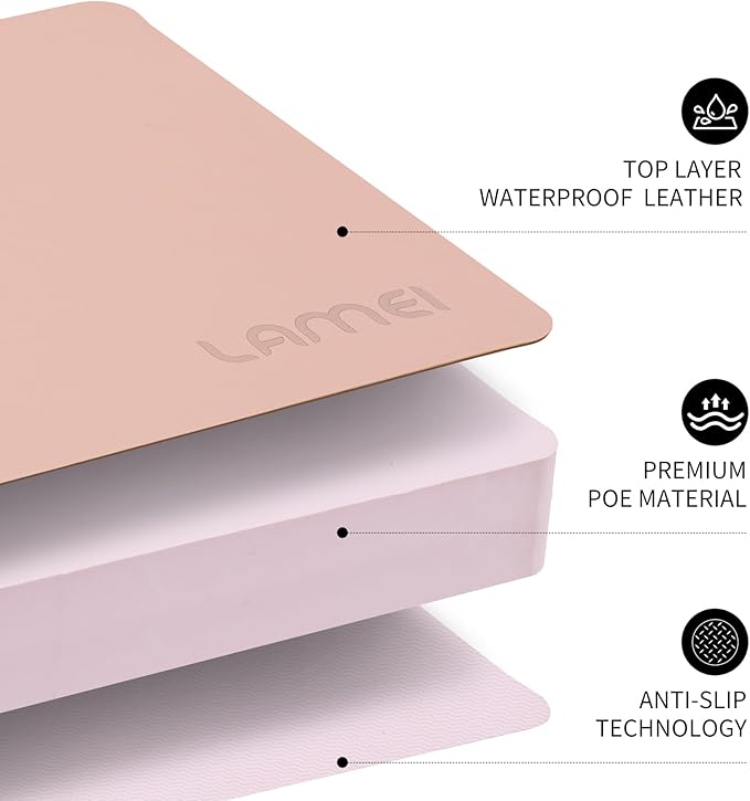 Thick Garden Kneeling Pad, with Waterproof Leather Surface, Non-Slip High Density POE, High Resilience, Lightweight, Double-Sided Use Cushion for Gardening, Yoga, Housework (Pink)