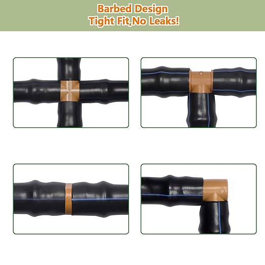 37 Pieces Drip Irrigation Fittings Kit for 1/2 Inch Tubing, Drip Irrigation Parts for Drip Sprinkler System - 12 Couplings, 9 Tees, 6 Elbows, 6 Plugs, 2 Crosses, 2 Valves Drip Line Connectors