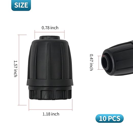 10Pcs 1/2 inch Drip Irrigation Fittings End Plugs Compatible with 16mm Connectors, Drip Irrigation Fittings End Caps for 1/2" ID x 0.63''~0.65" OD Drip Irrigation Tubing